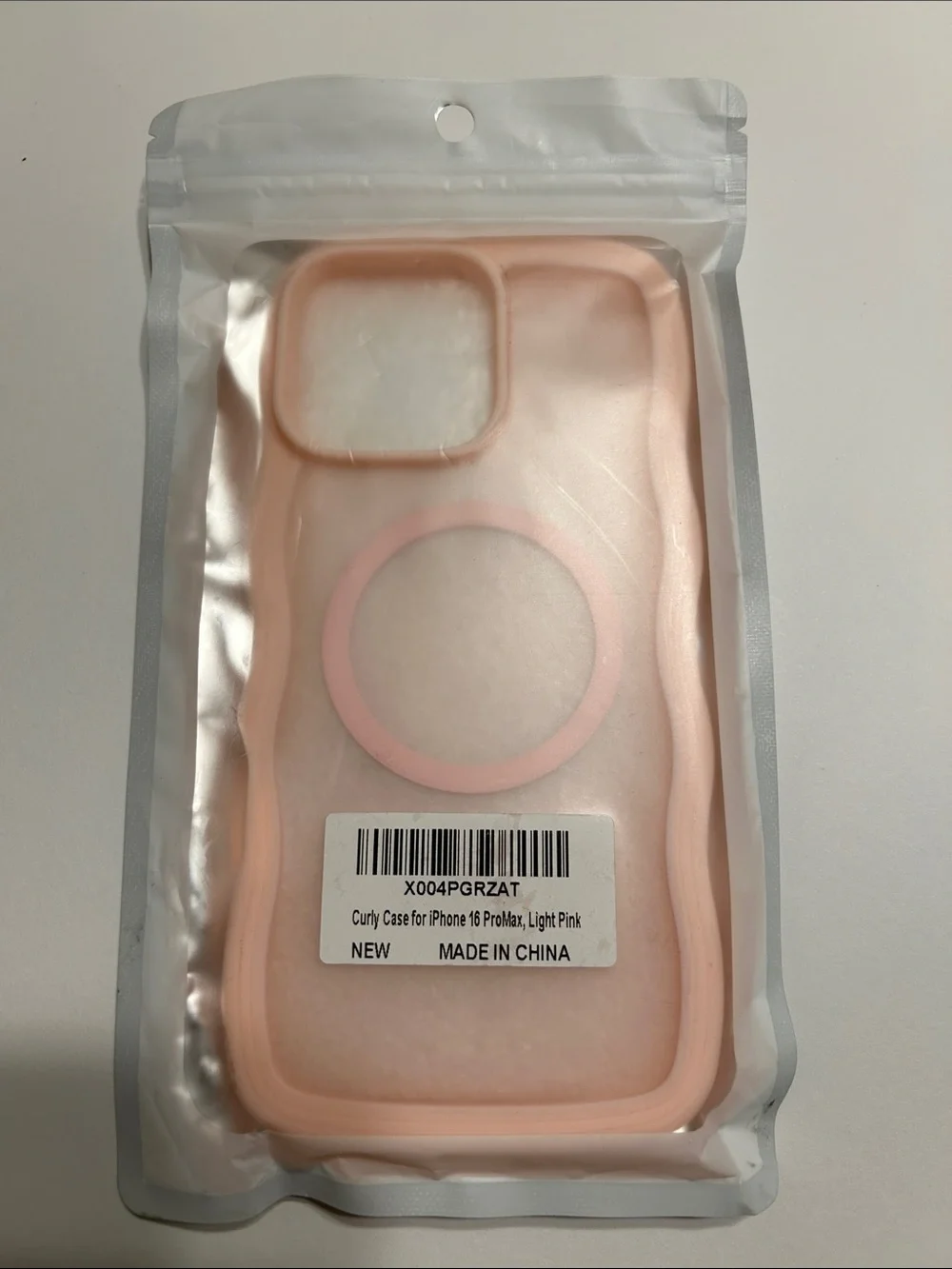 MagSafe Compatible iPhone 16 Pro Max Case - Light Pink Curly Wave Translucent